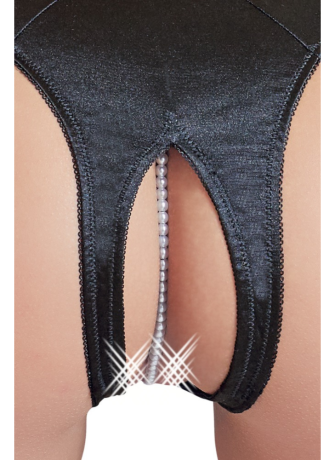 Tanga ouvert en satin avec perles - Cottelli